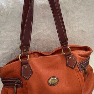 Avorio Orange Leather Tote Bag